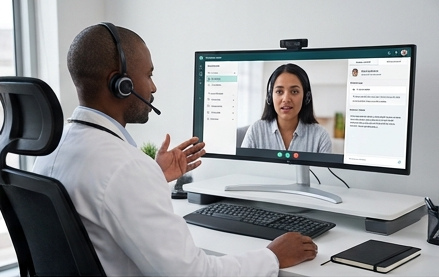 Healthcare professional providing a virtual consultation